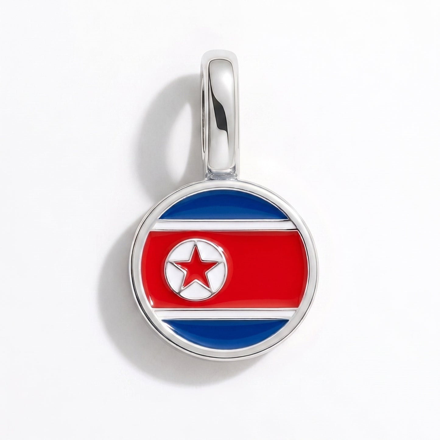 Flaggcharm Nordkorea – rund silver