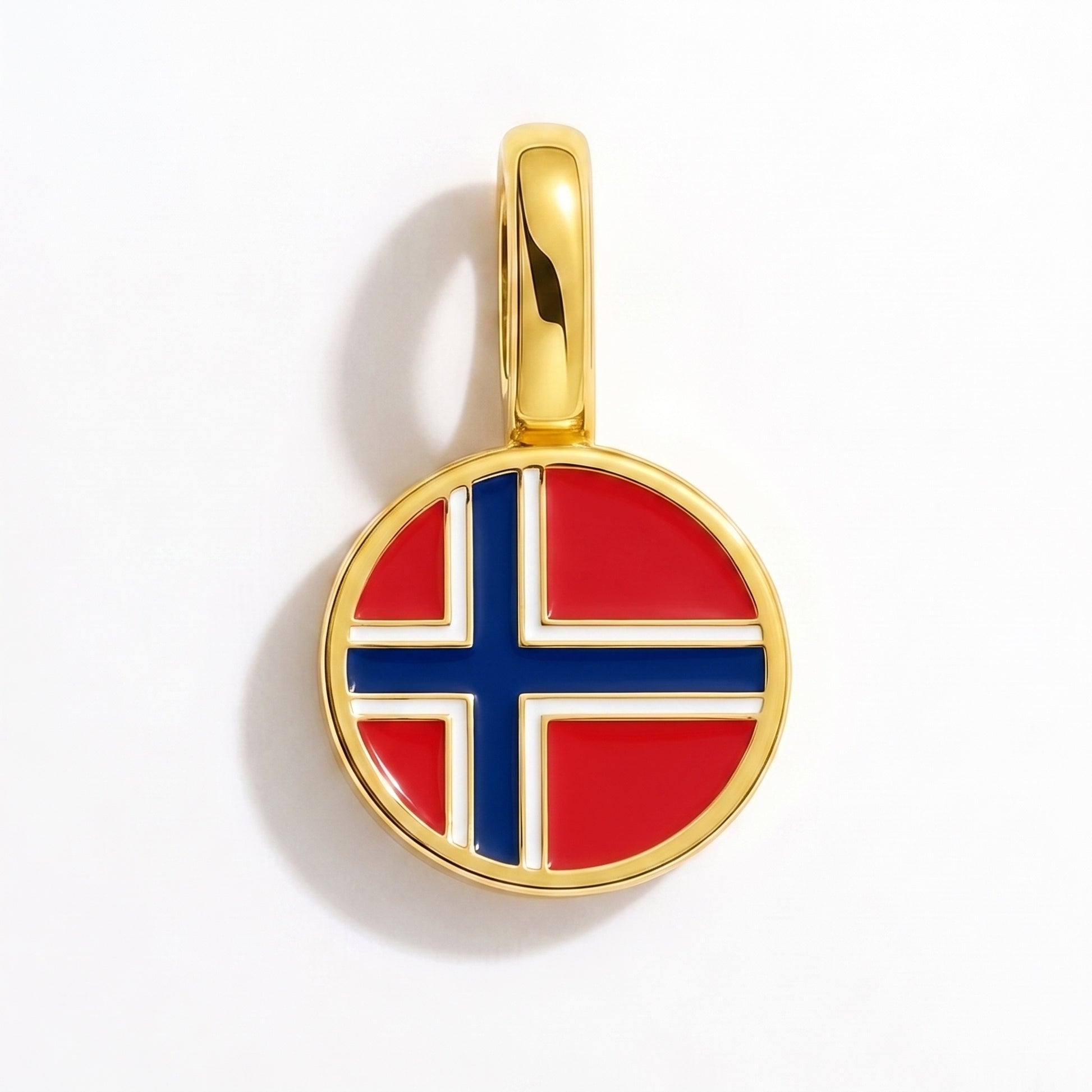 Flaggcharm Norge – rund guld
