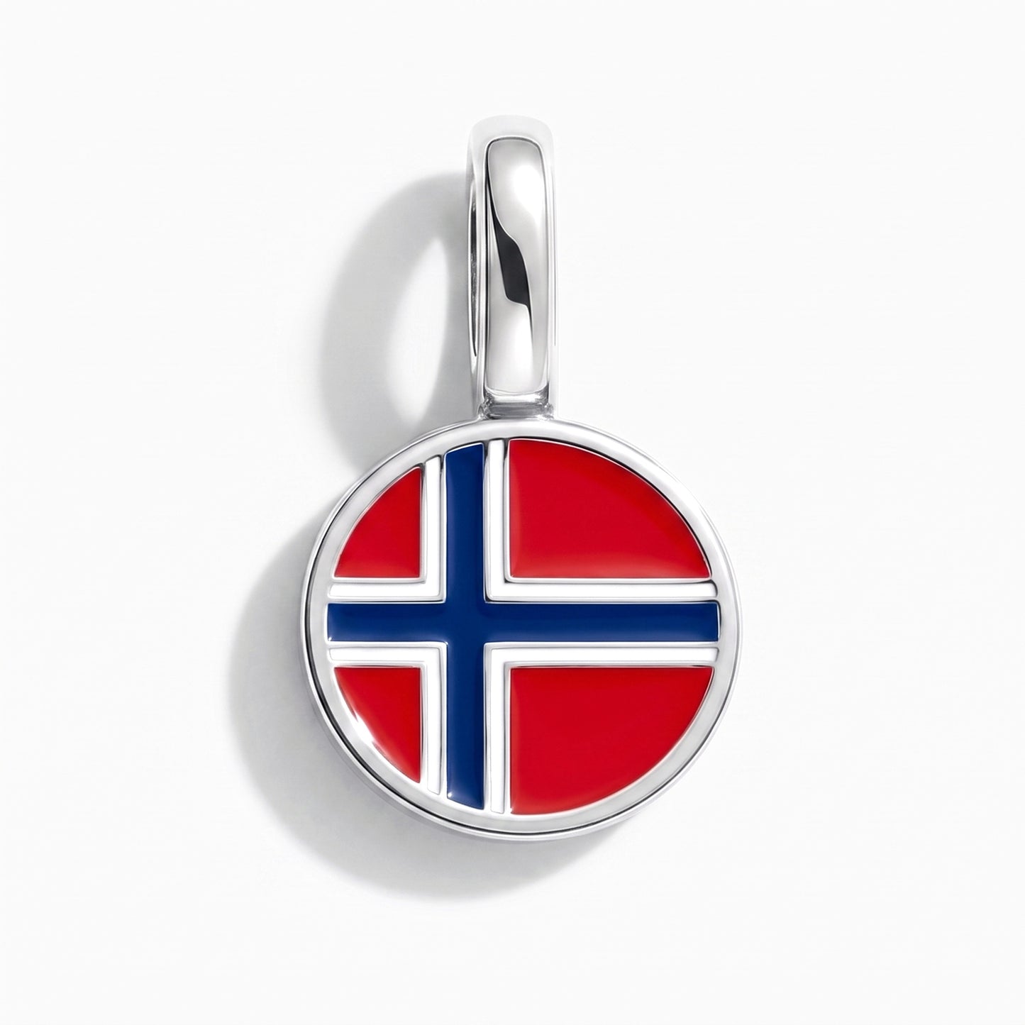 Flaggcharm Norge – rund silver