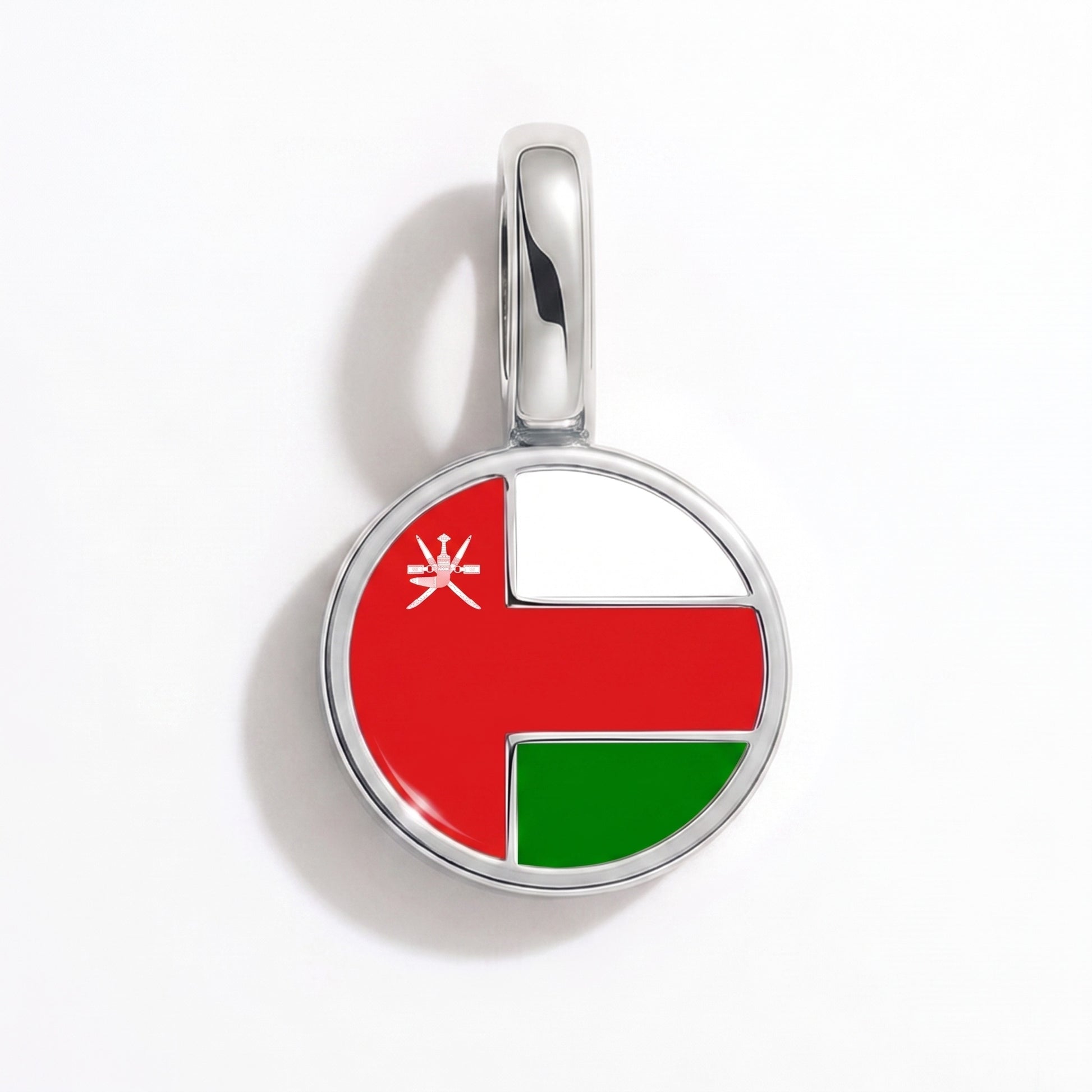Flaggcharm Oman – rund silver