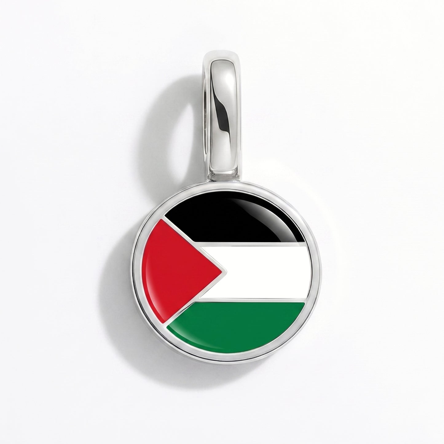 Flaggcharm Palestina – rund silver