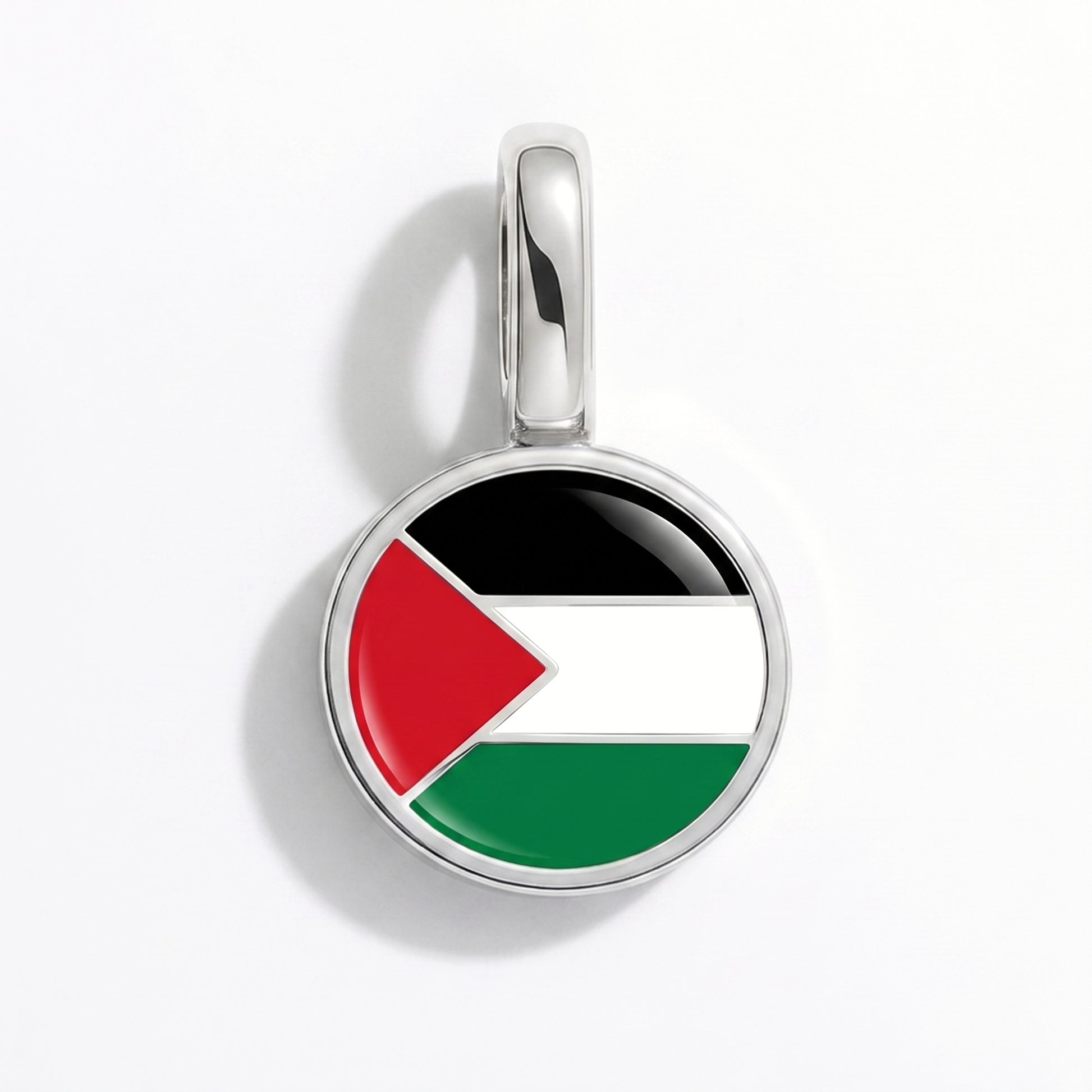 Flaggcharm Palestina – rund silver