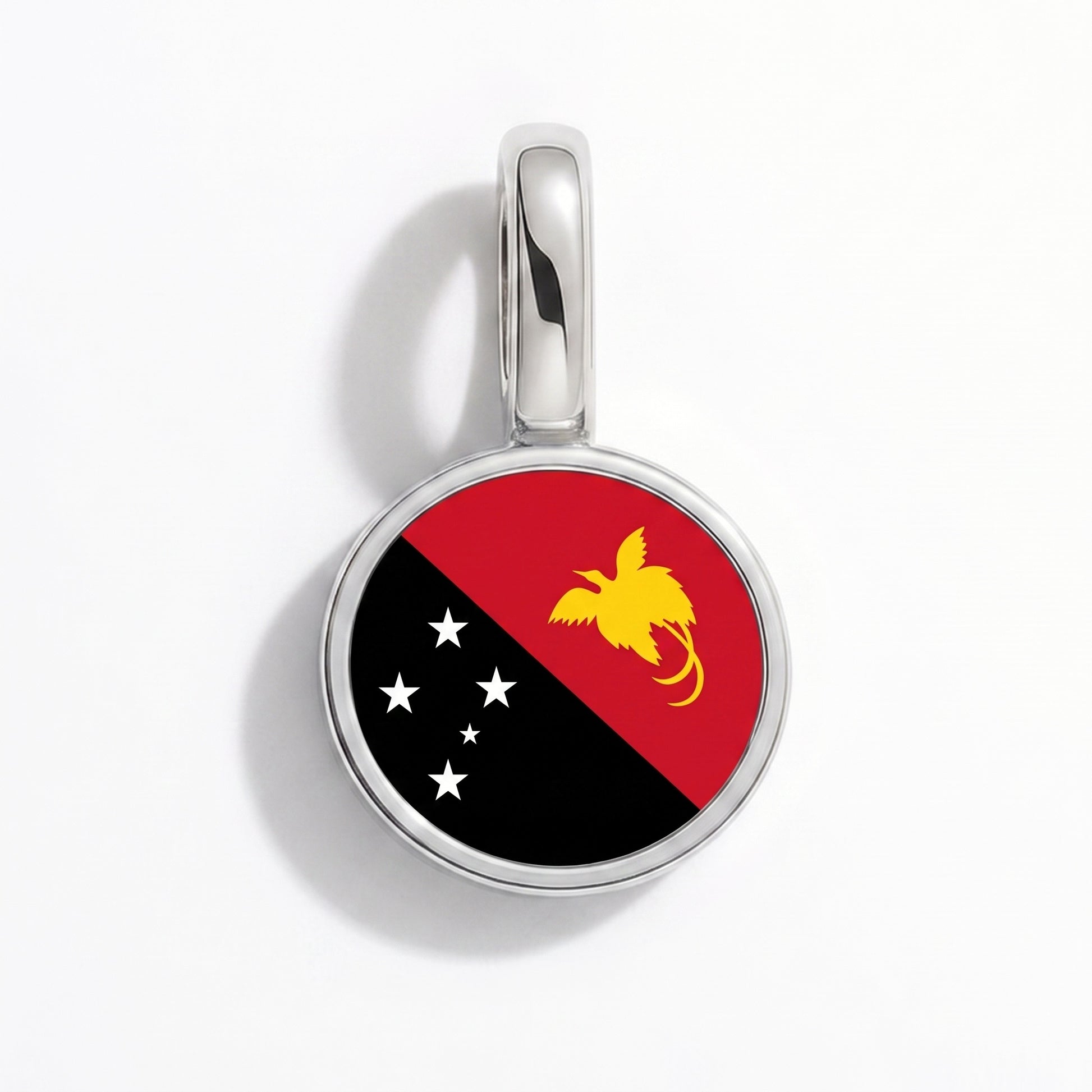 Flaggcharm Papua Nya Guinea – rund silver
