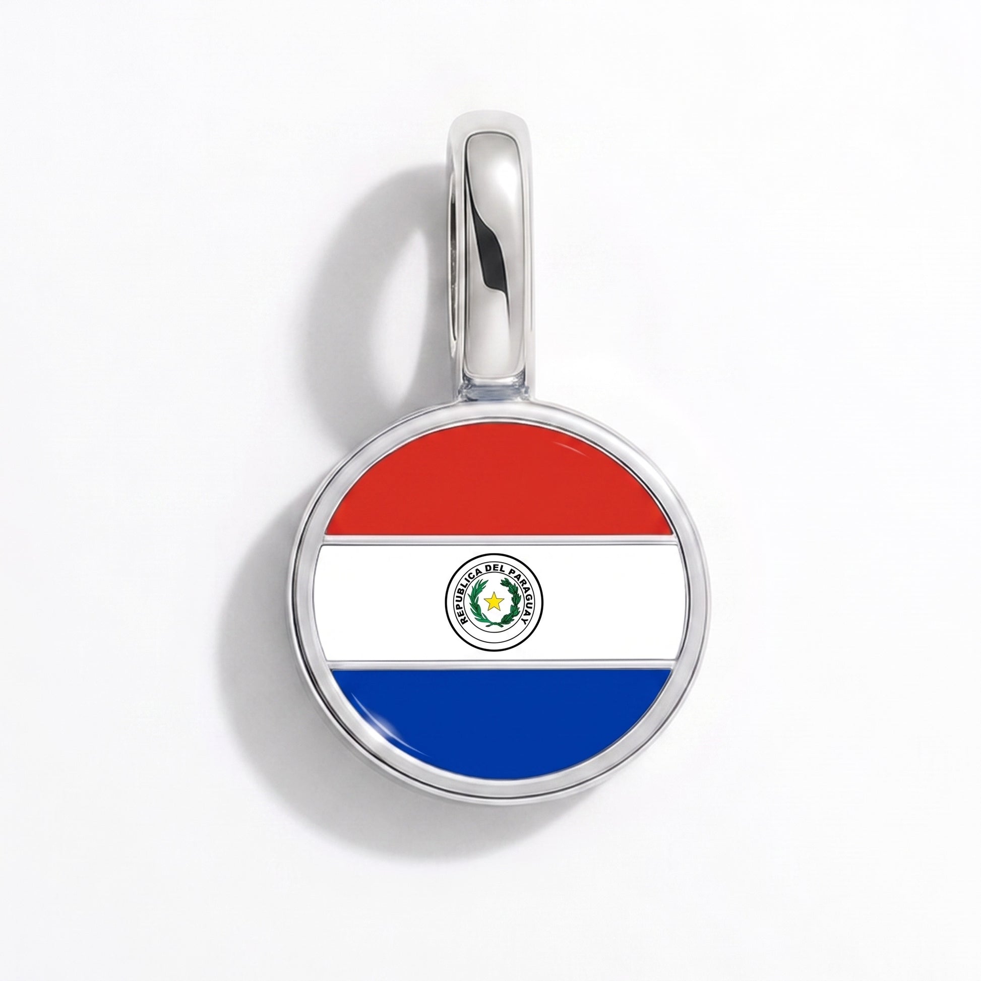 Flaggcharm Paraguay – rund silver
