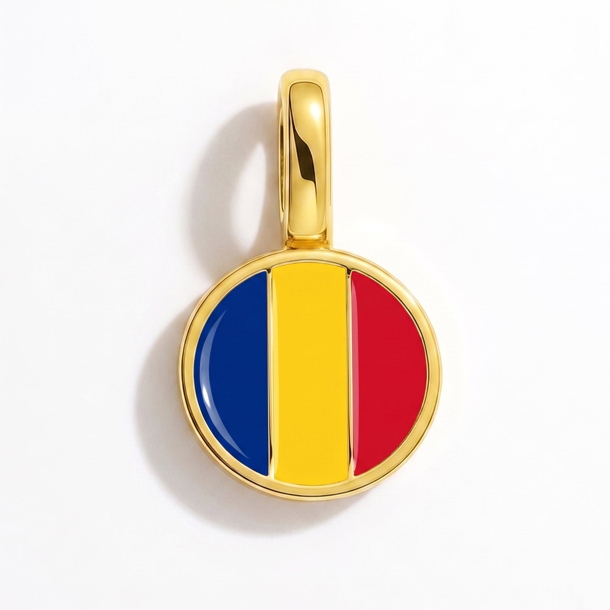 Flaggcharm Rumänien – rund guld