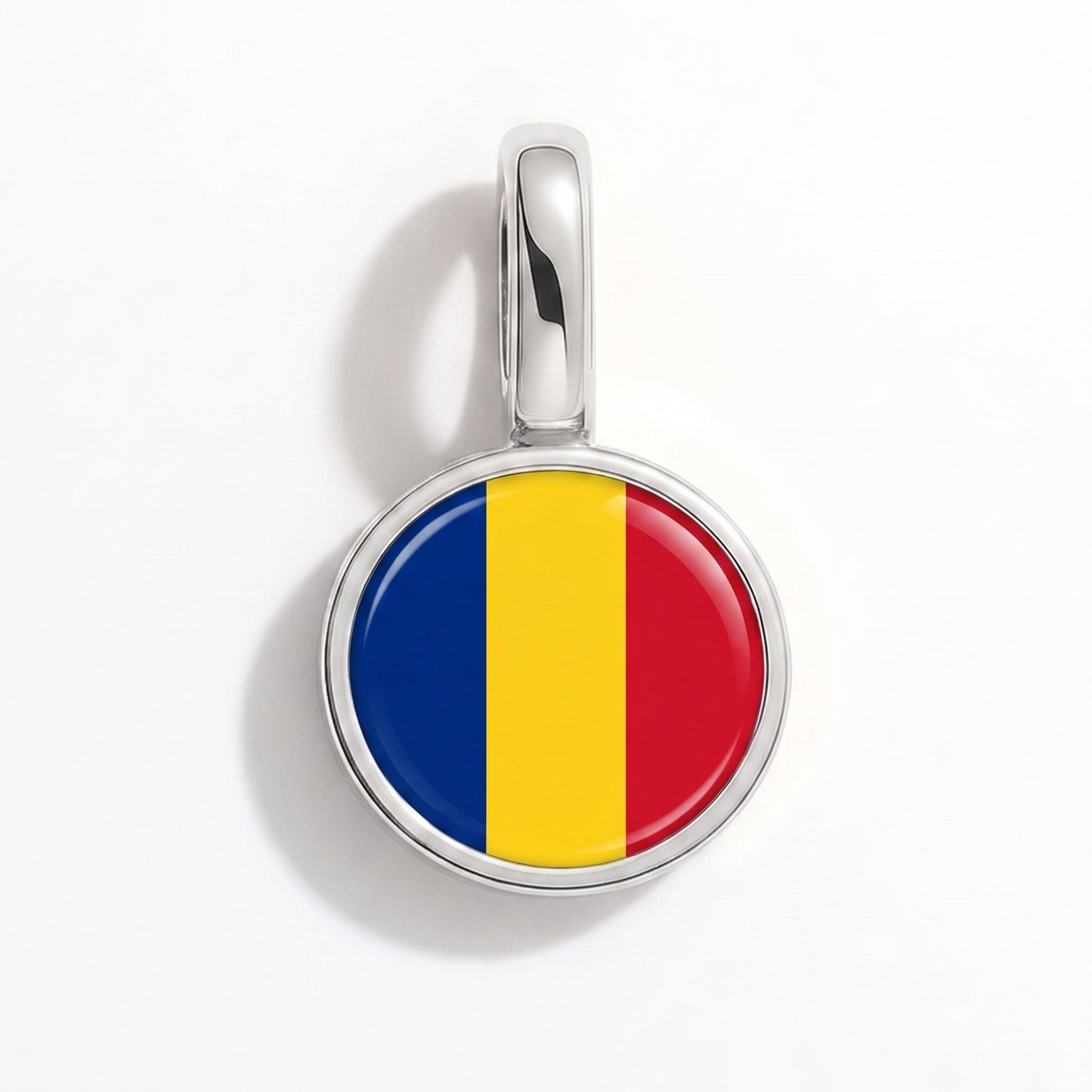 Flaggcharm Rumänien – rund silver