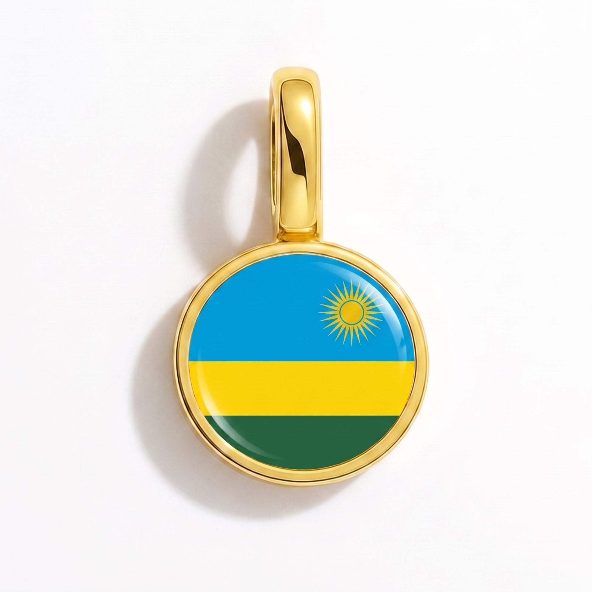 Flaggcharm Rwanda – rund guld