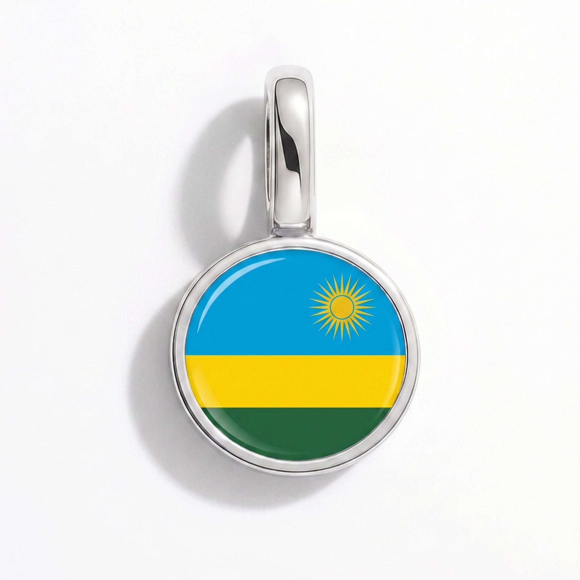 Flaggcharm Rwanda – rektangulär silver
