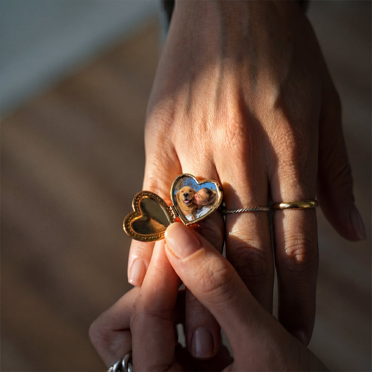 Medallion ring med foto - Hjärta