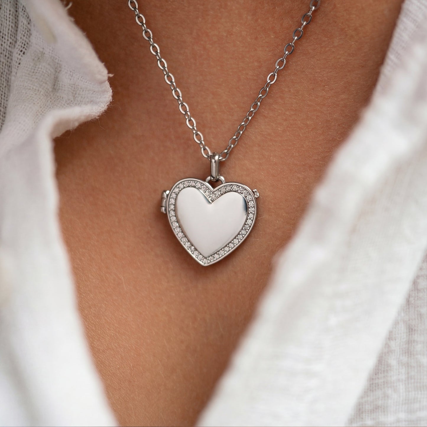Medallion halsband med foto - Hjärta