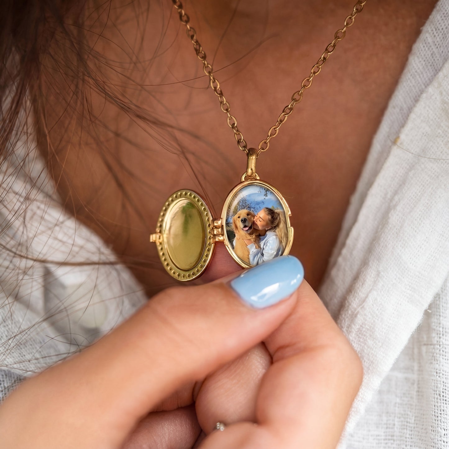 Medallion halsband med foto - Oval