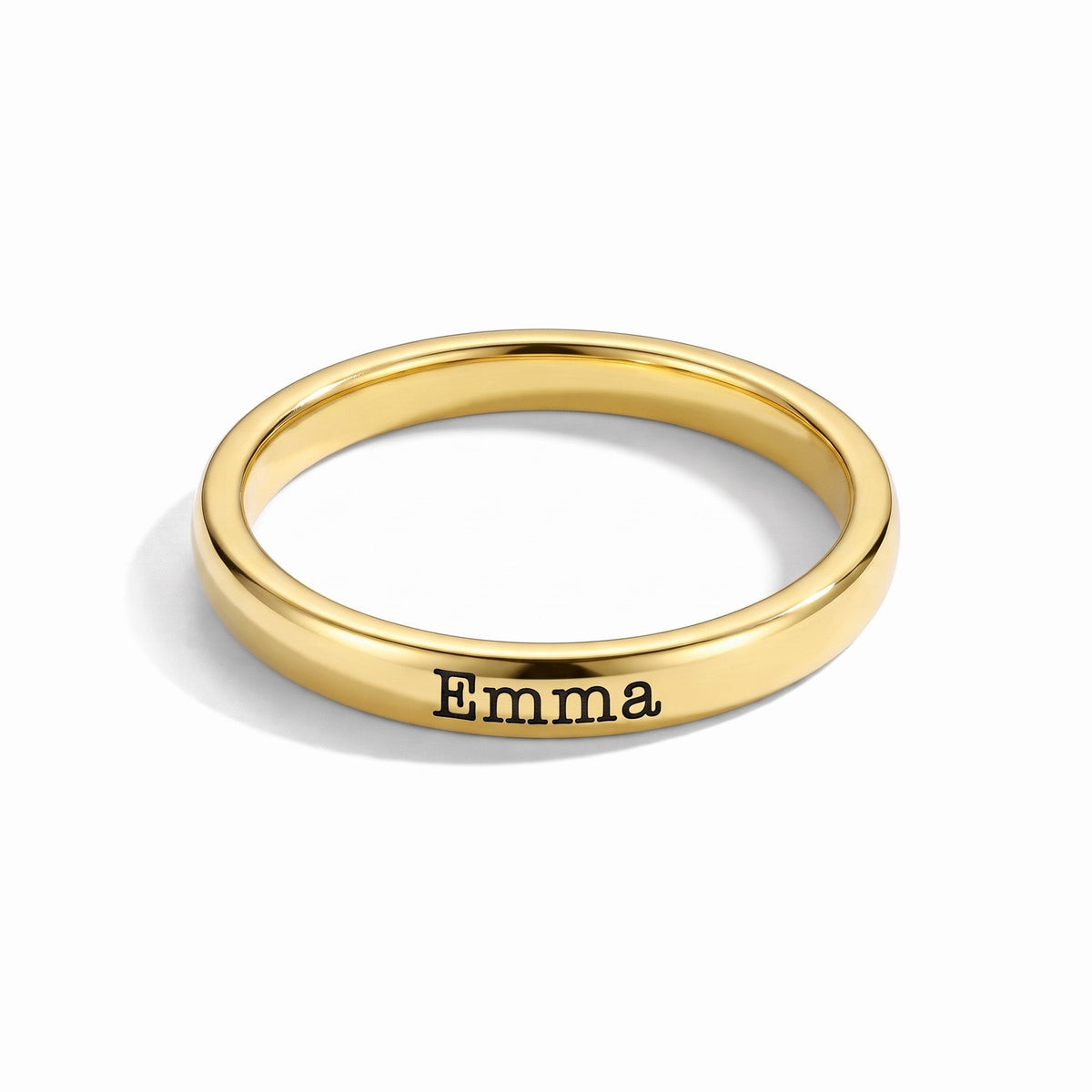 Tunn stapelbar namnring – guld – produktbild