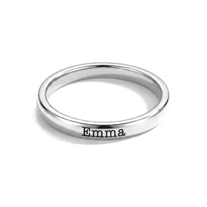 Tunn stapelbar namnring – silver – 1 ring