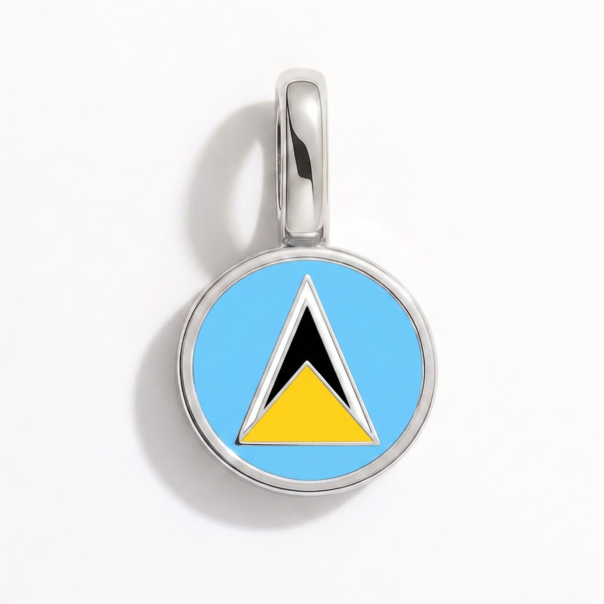 Flaggcharm Saint Lucia – rund silver