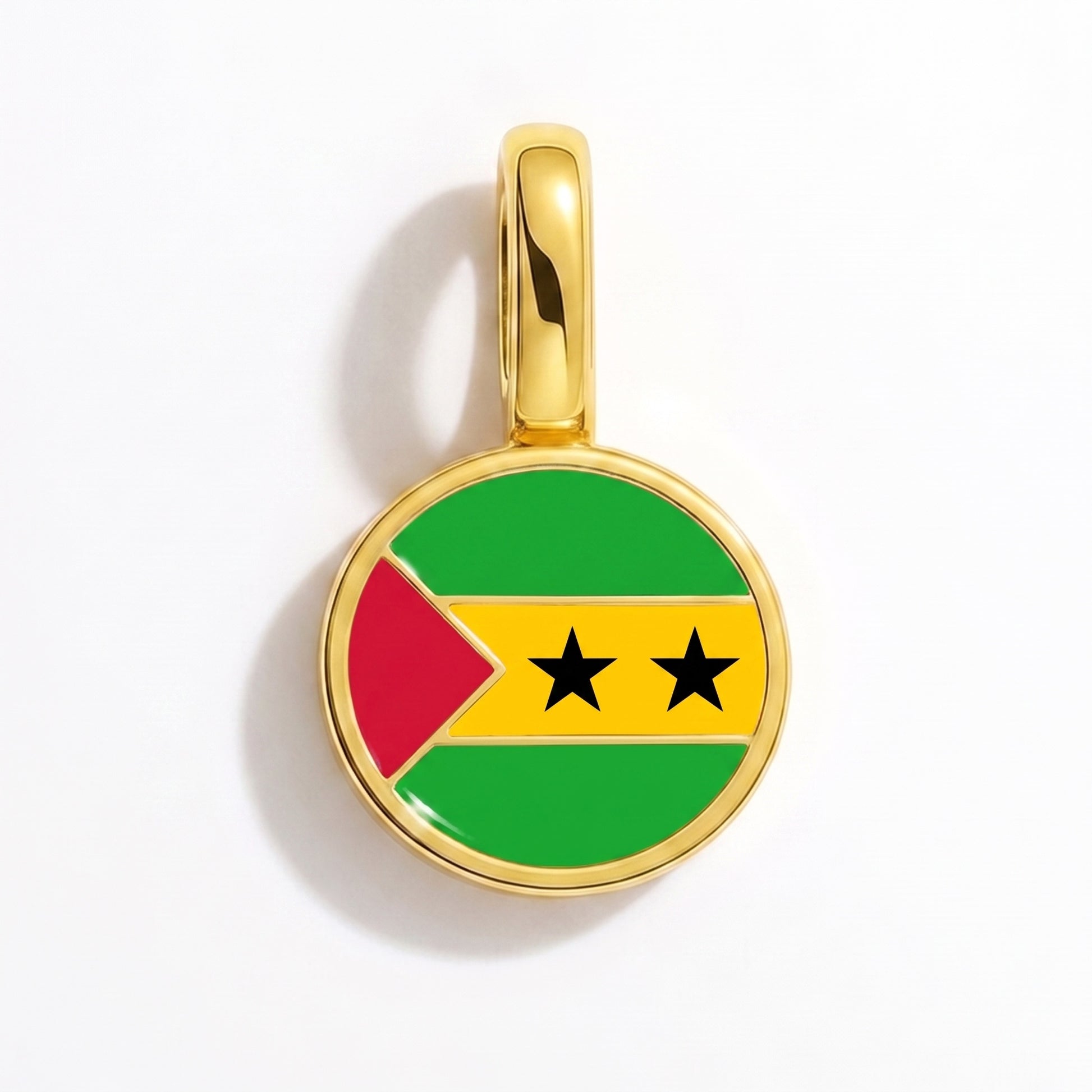 Flaggcharm São Tomé och Príncipe – rund guld