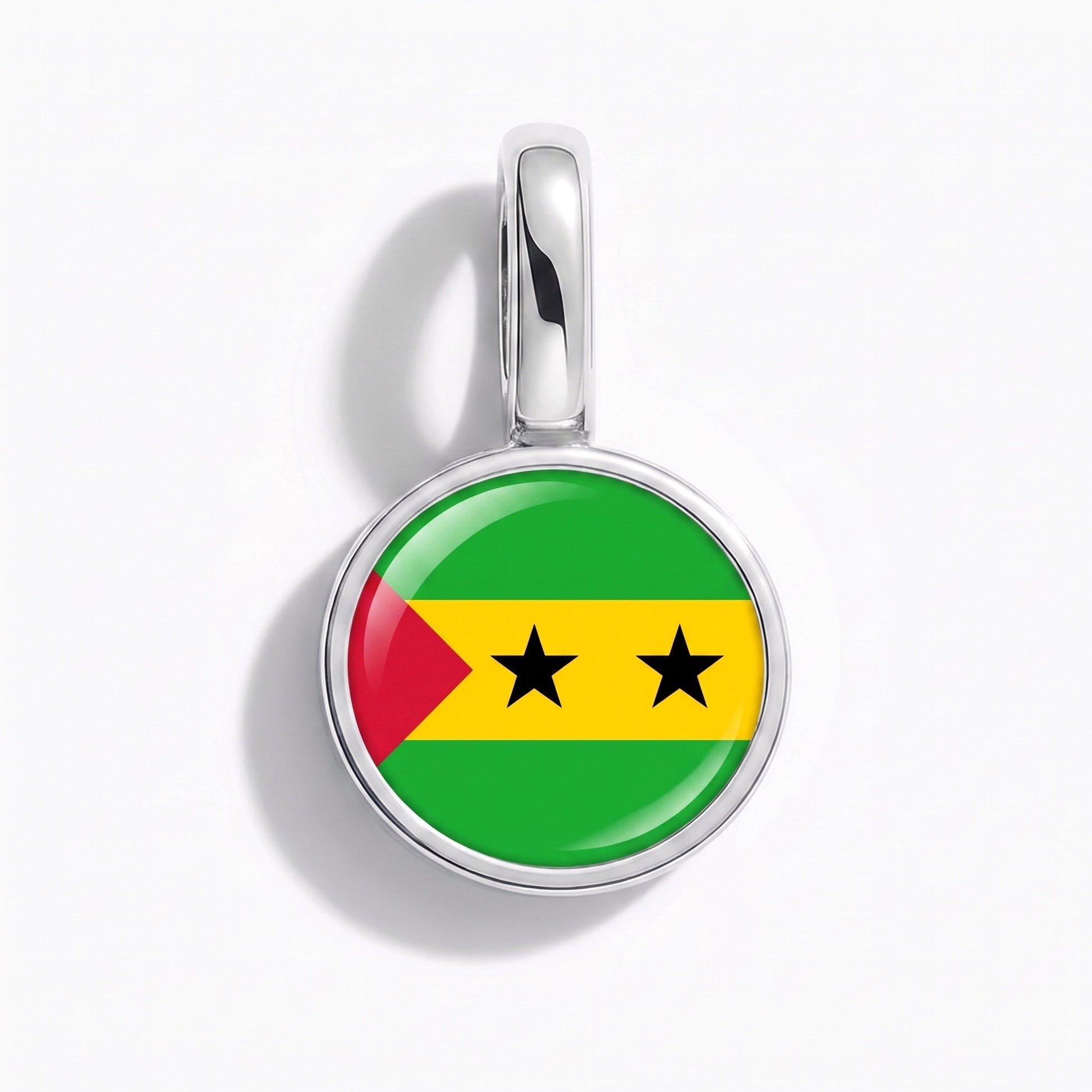Flaggcharm São Tomé och Príncipe – rektangulär silver