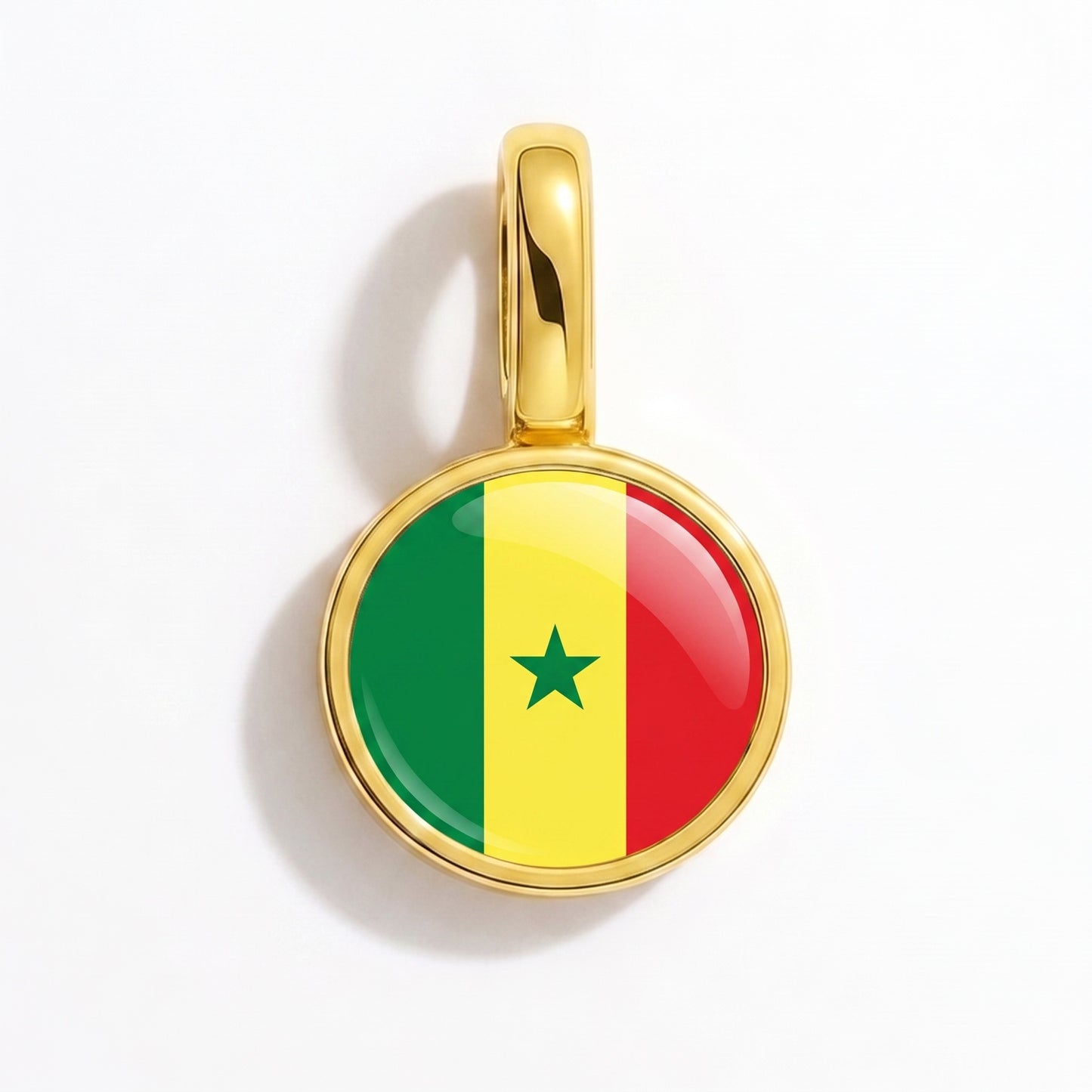 Flaggcharm Senegal – rund guld