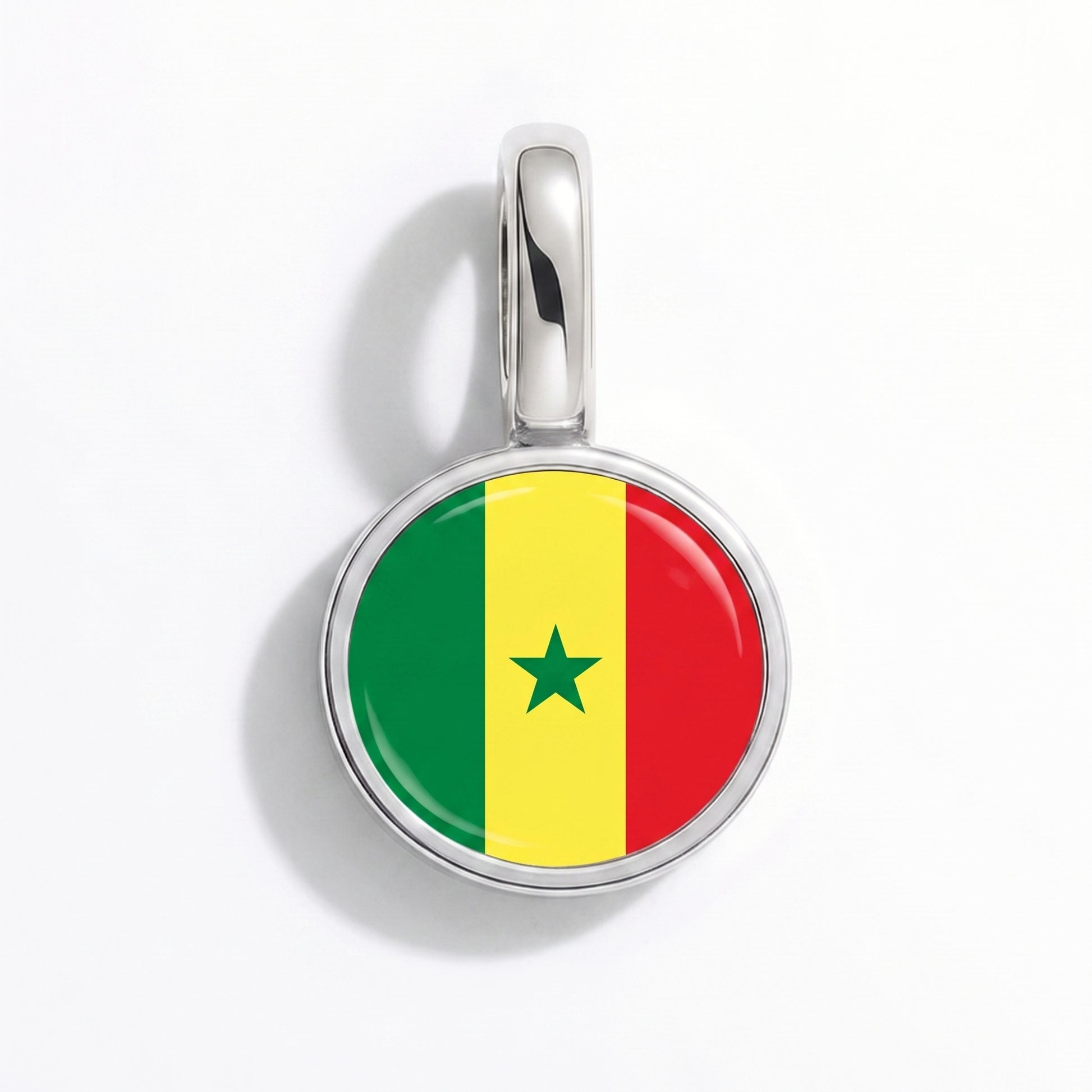 Flaggcharm Senegal – rund silver