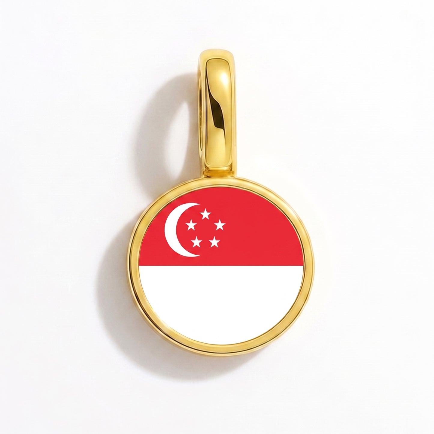 Flaggcharm Singapore – rund guld