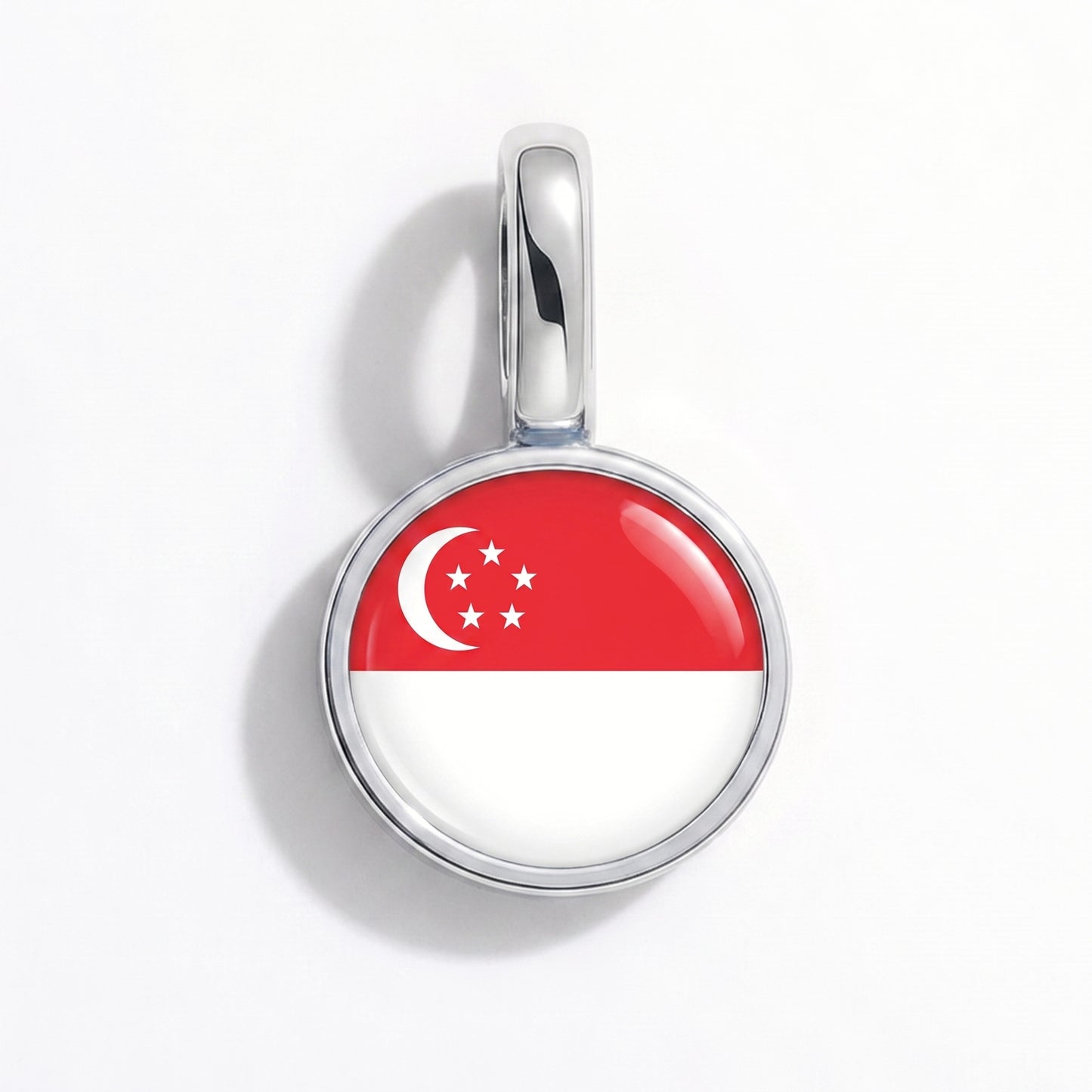 Flaggcharm Singapore – rund silver