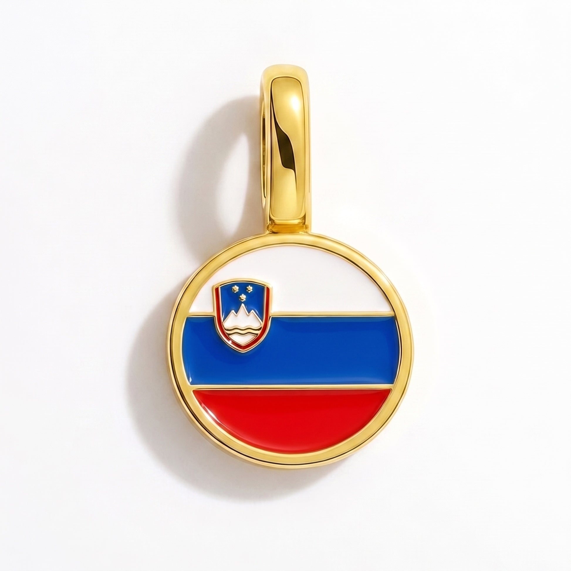 Flaggcharm Slovenien – rund guld