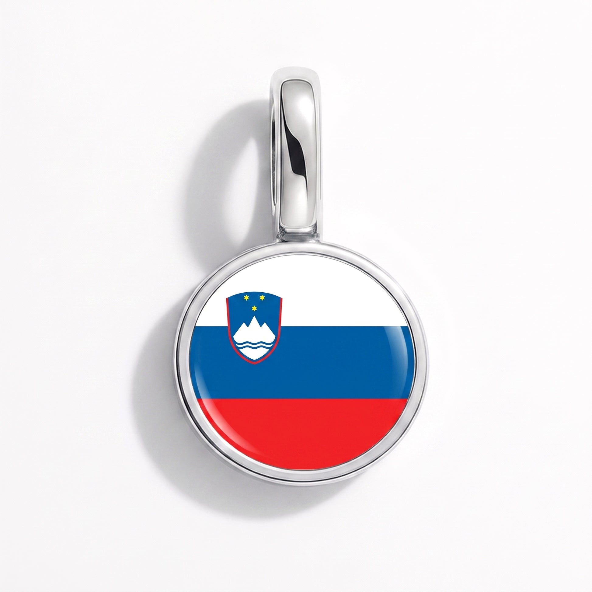 Flaggcharm Slovenien – rund silver