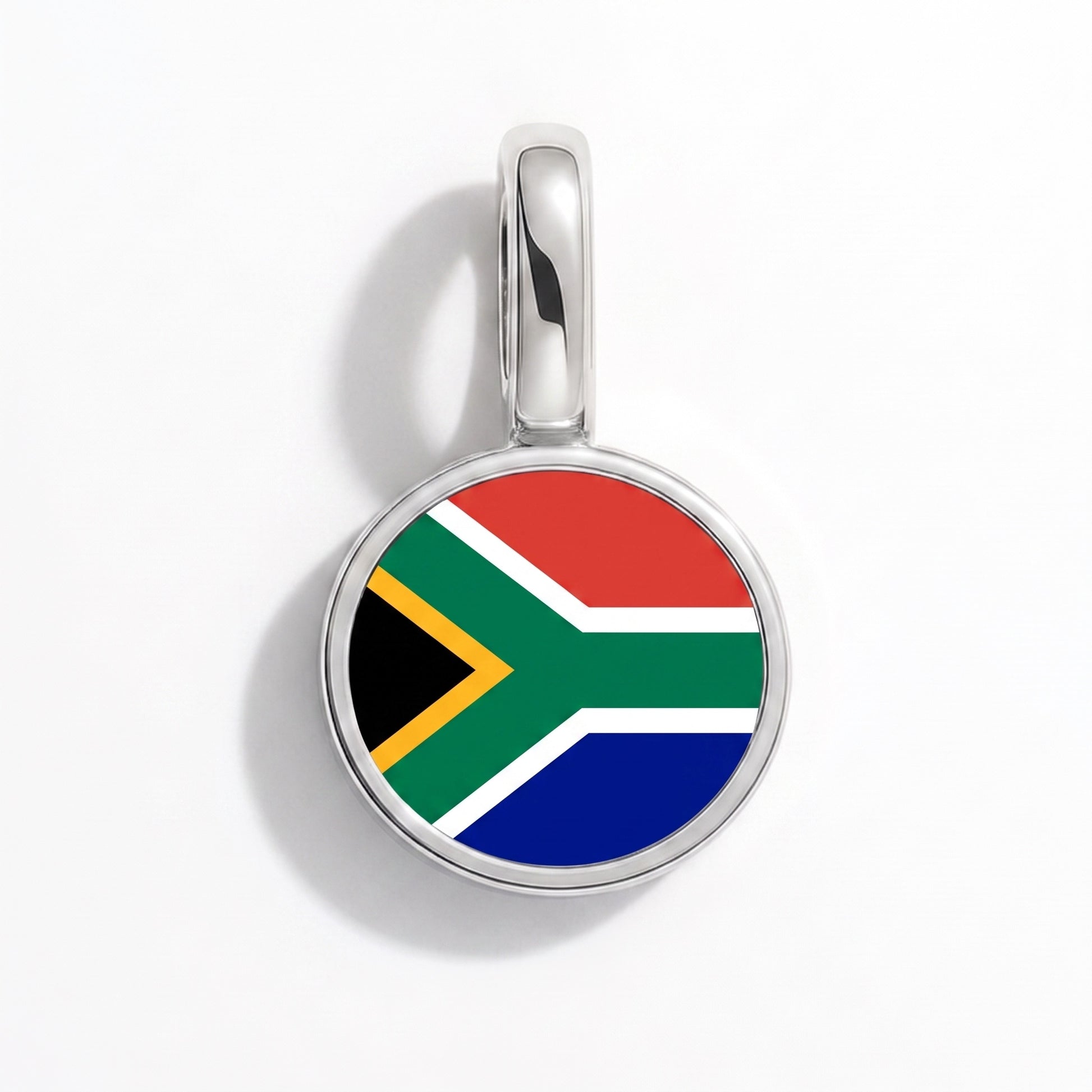 Flaggcharm Sydafrika – rund silver