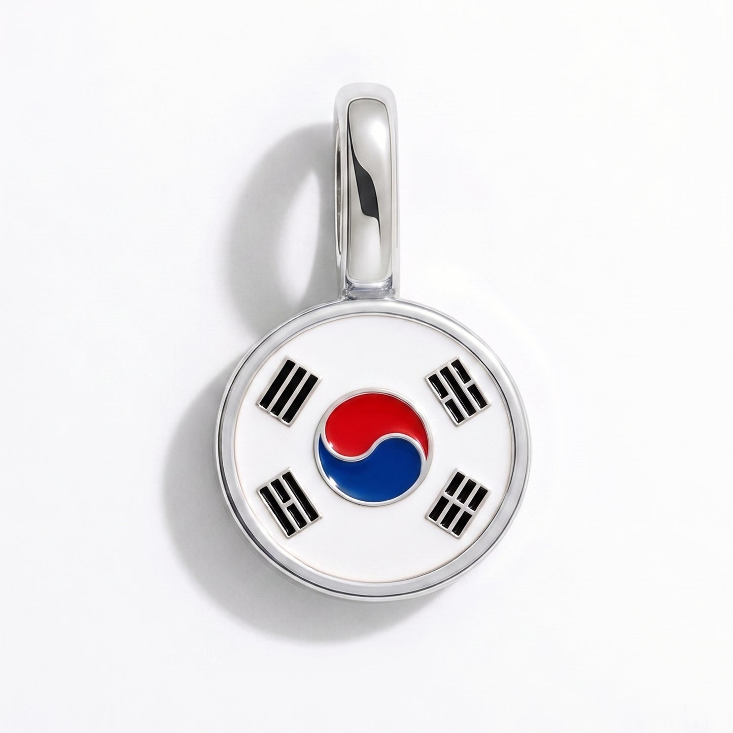 Flaggcharm Sydkorea – rund silver