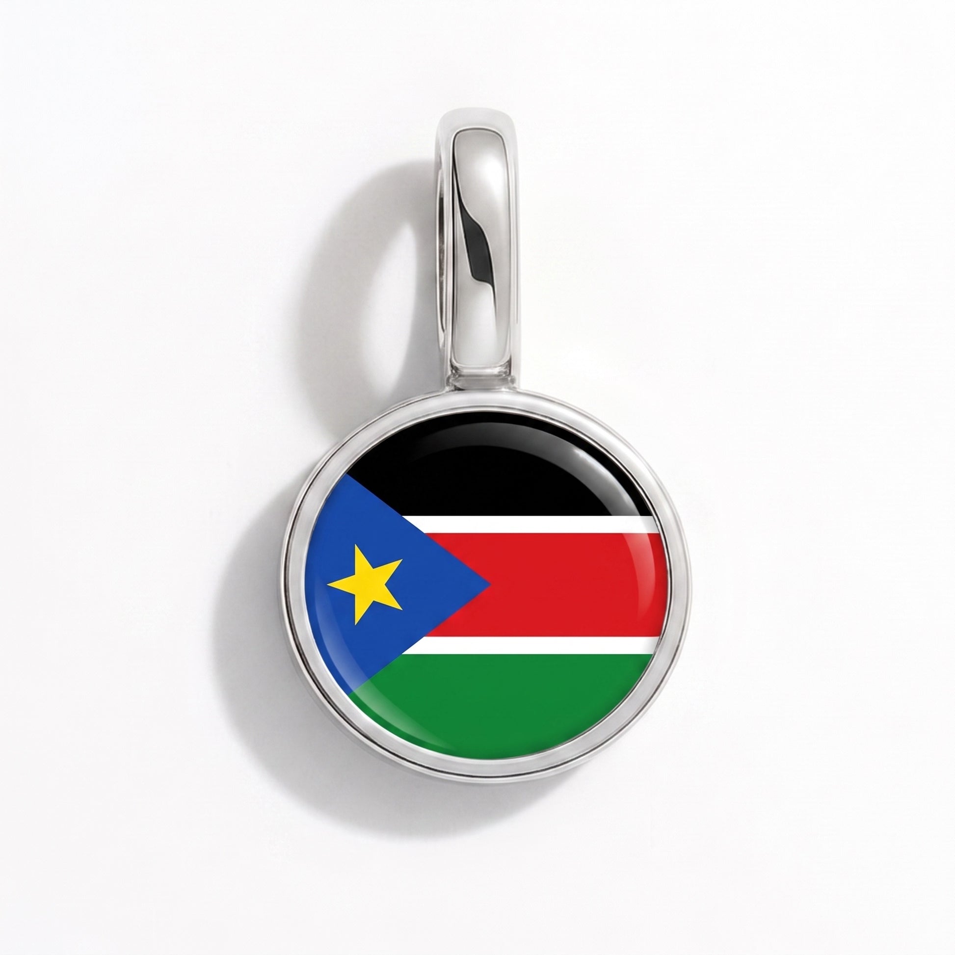 Flaggcharm Sydsudan – rund silver