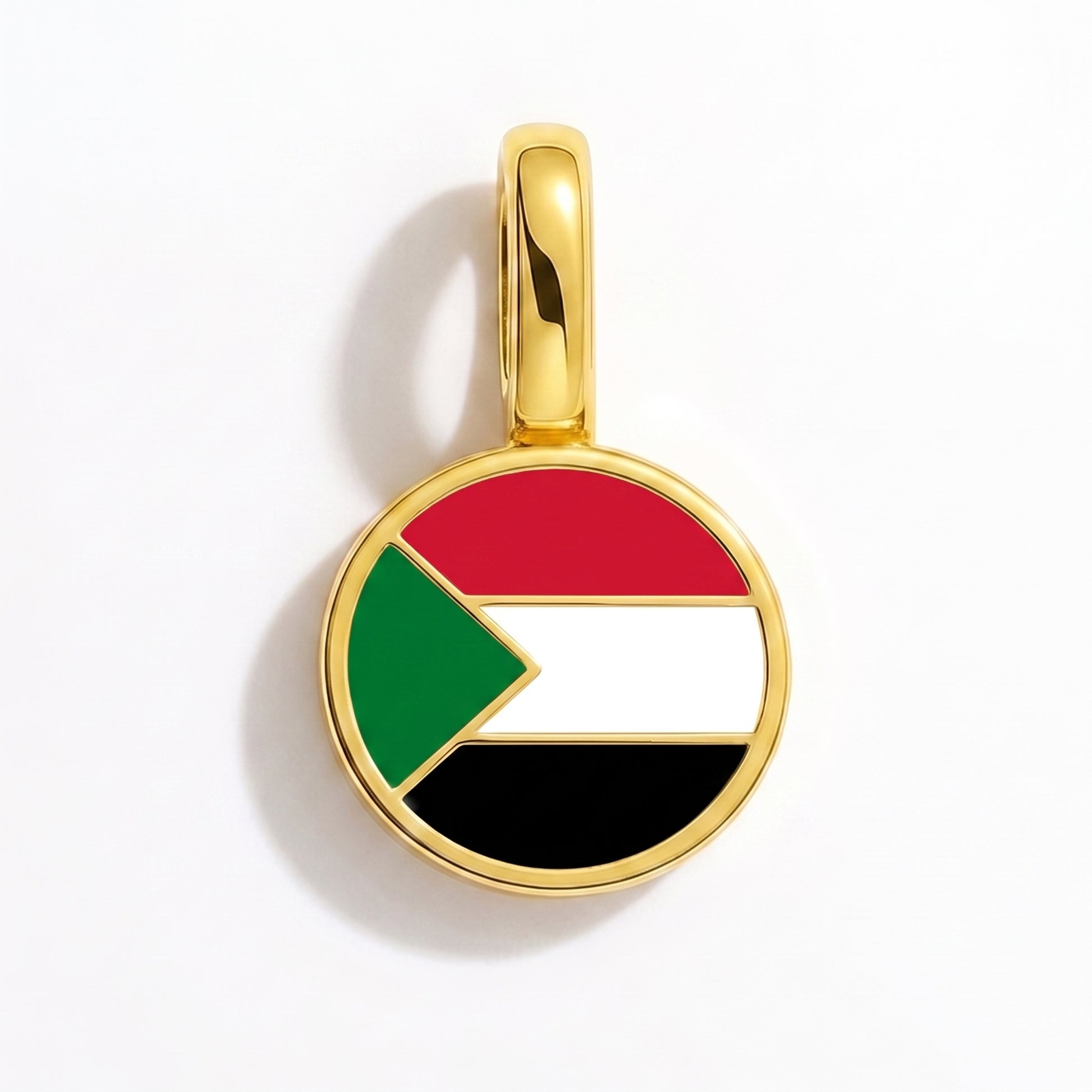 Flaggcharm Sudan – rund guld