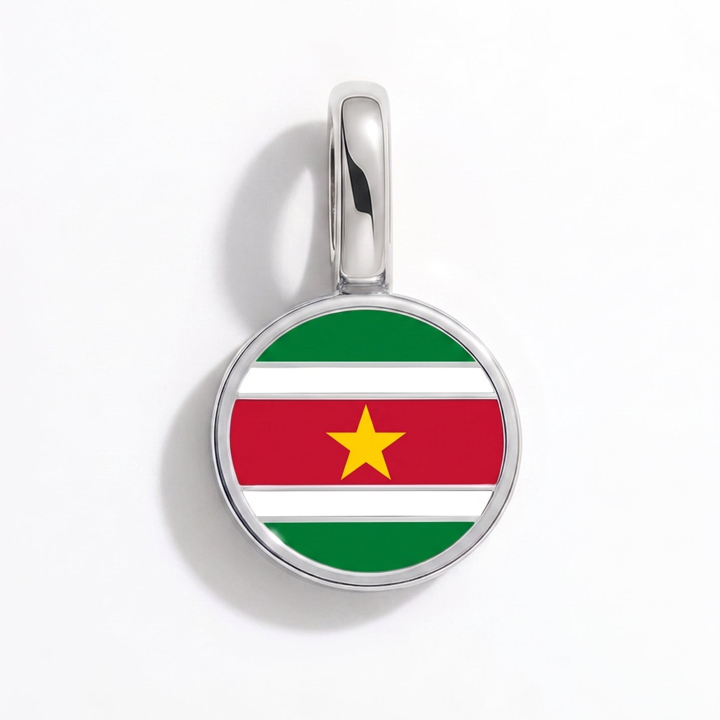 Flaggcharm Surinam – rund silver