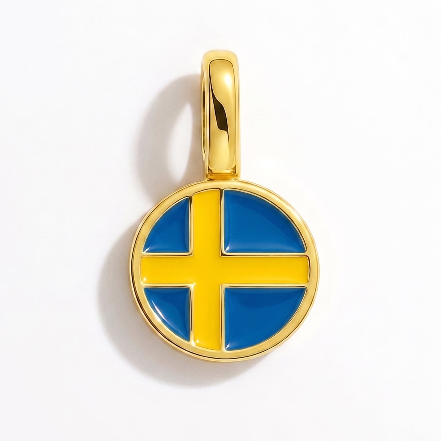 Flaggcharm Sverige – rund guld