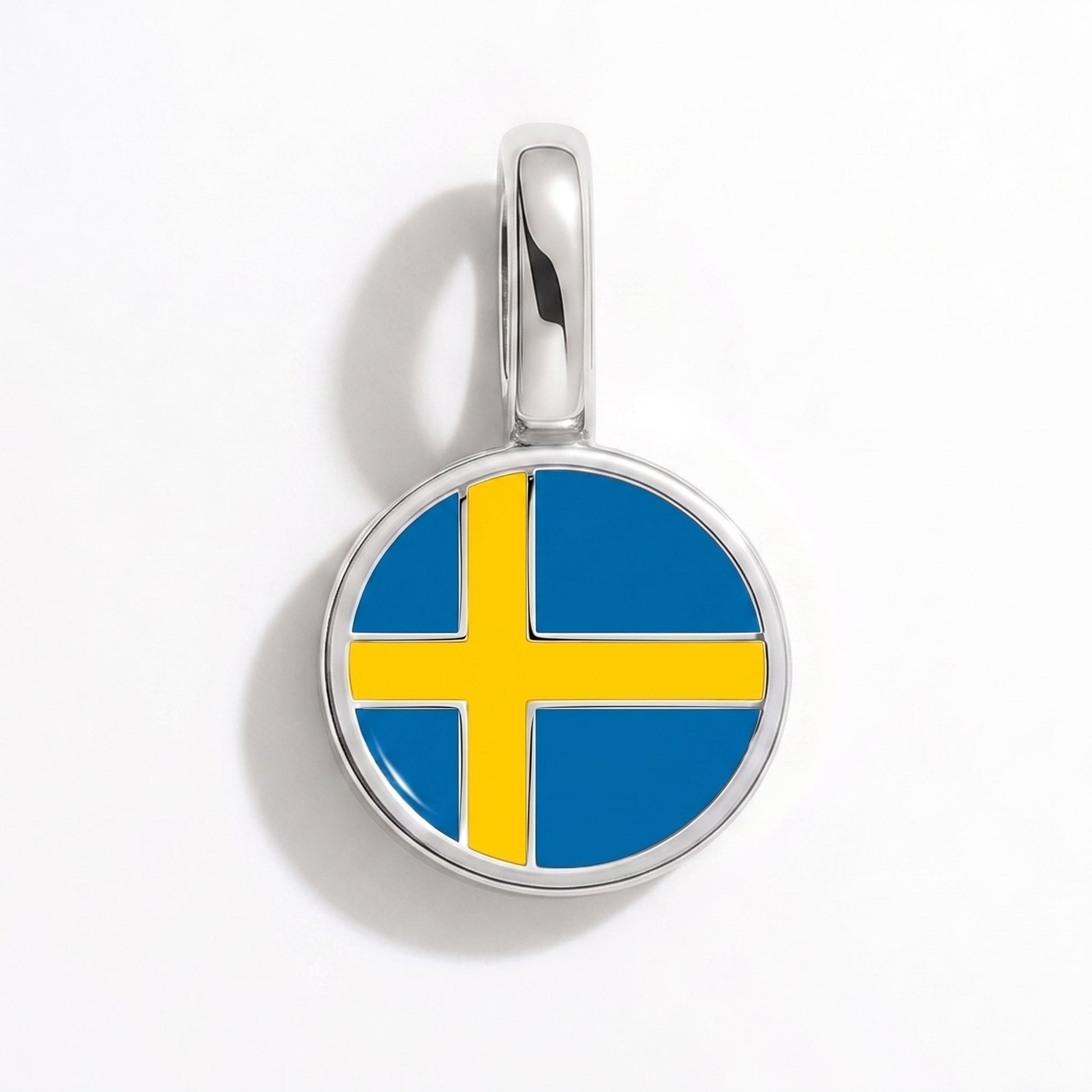 Flaggcharm Sverige – rektangulär silver