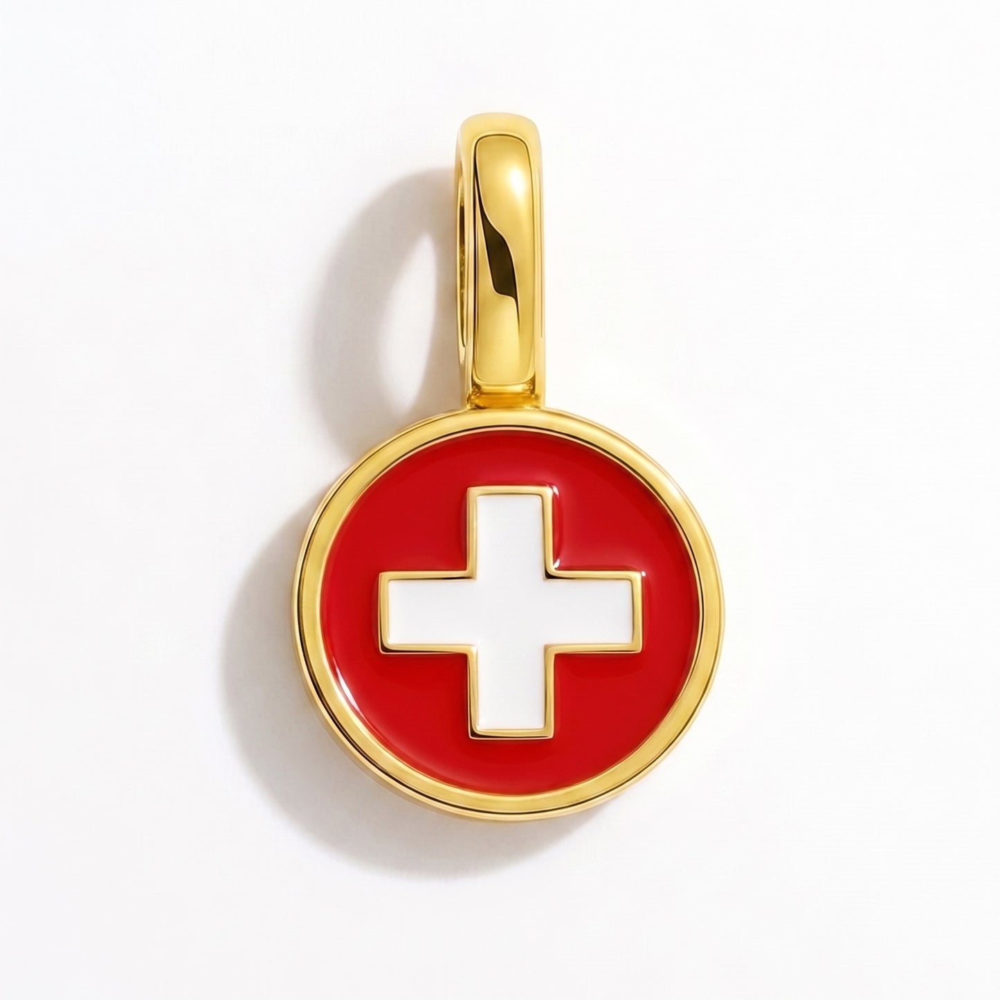 Flaggcharm Schweiz – rund guld