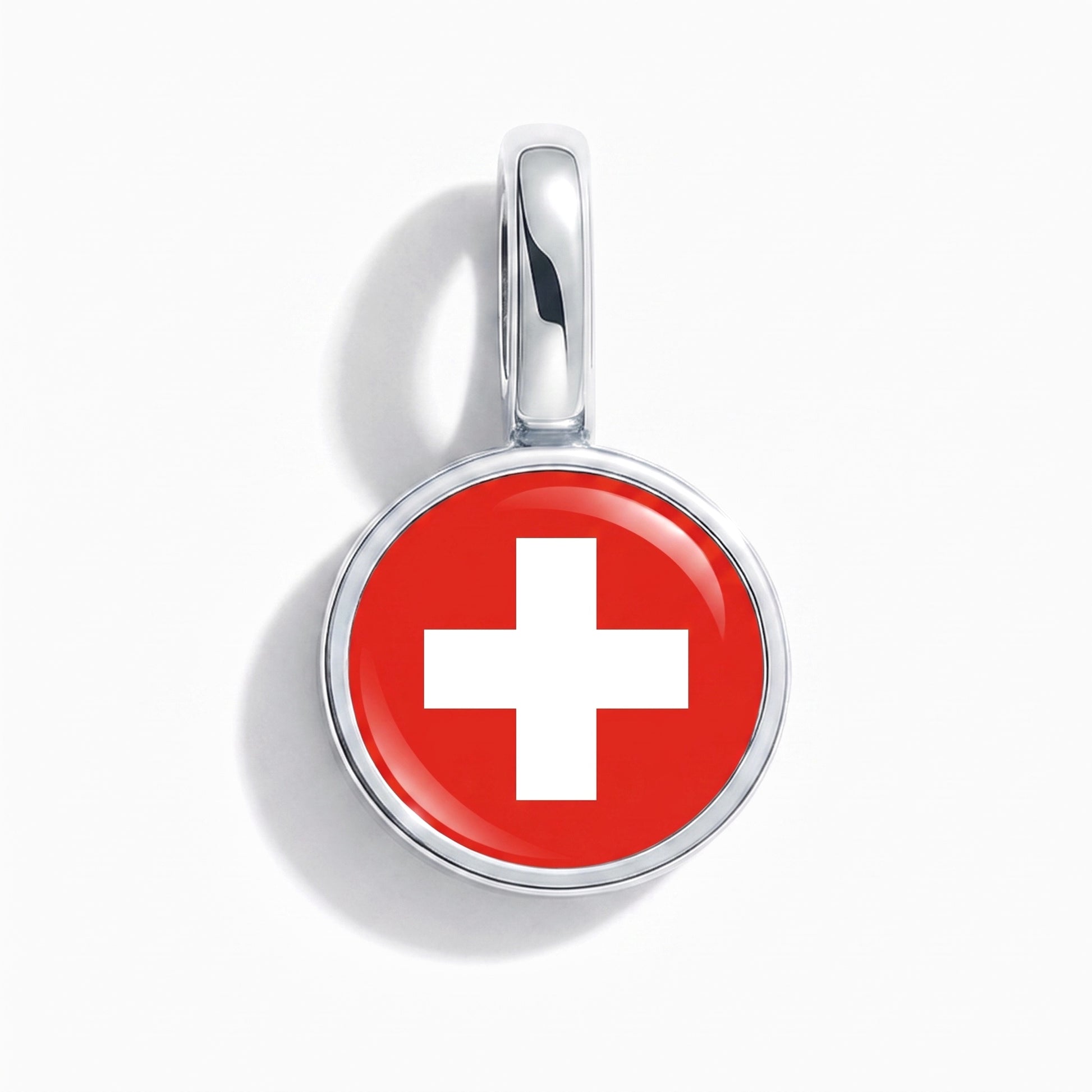 Flaggcharm Schweiz – rund silver