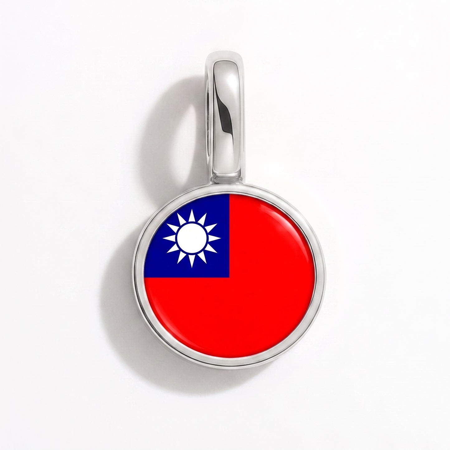Flaggcharm Taiwan – rund silver