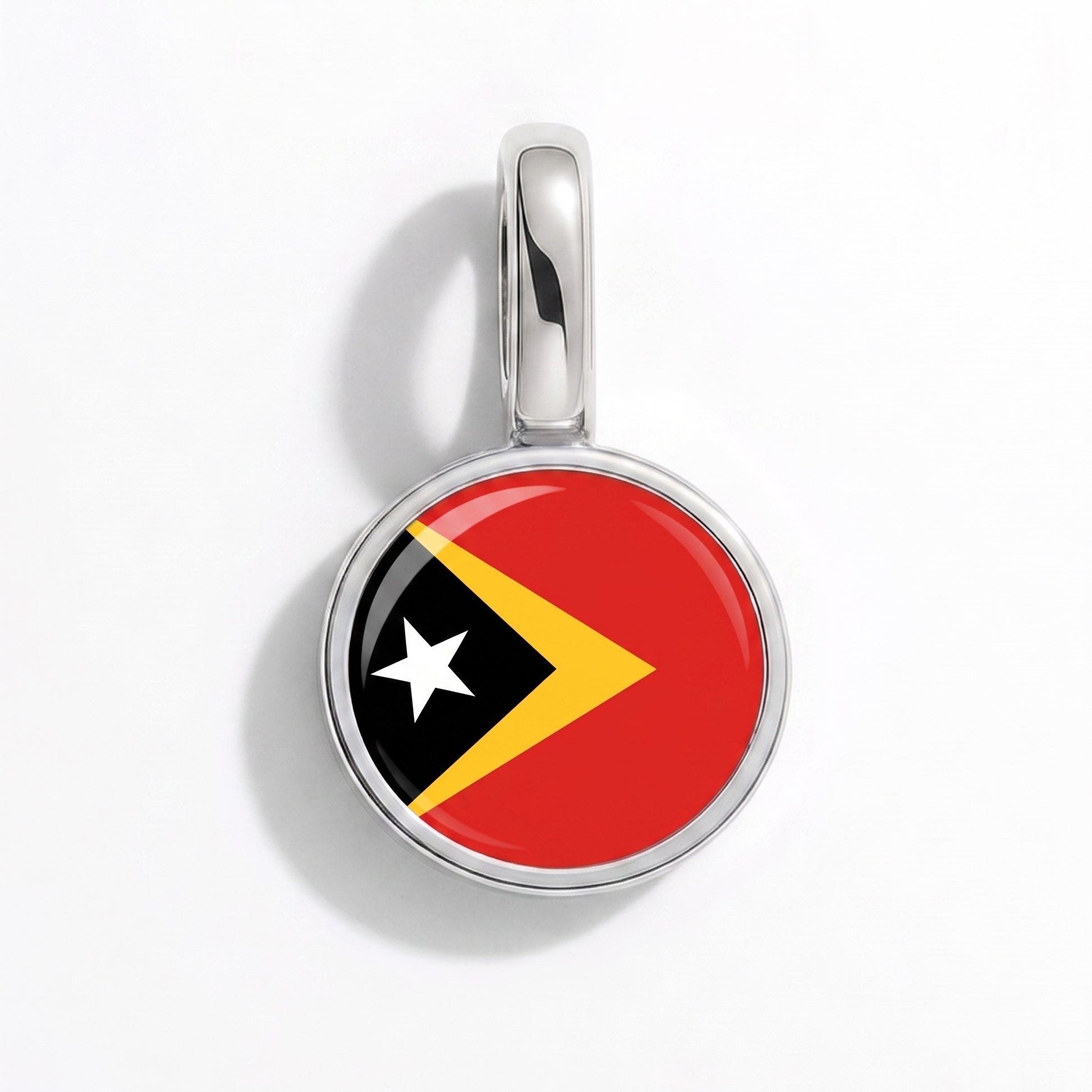 Flaggcharm Östtimor – rund silver