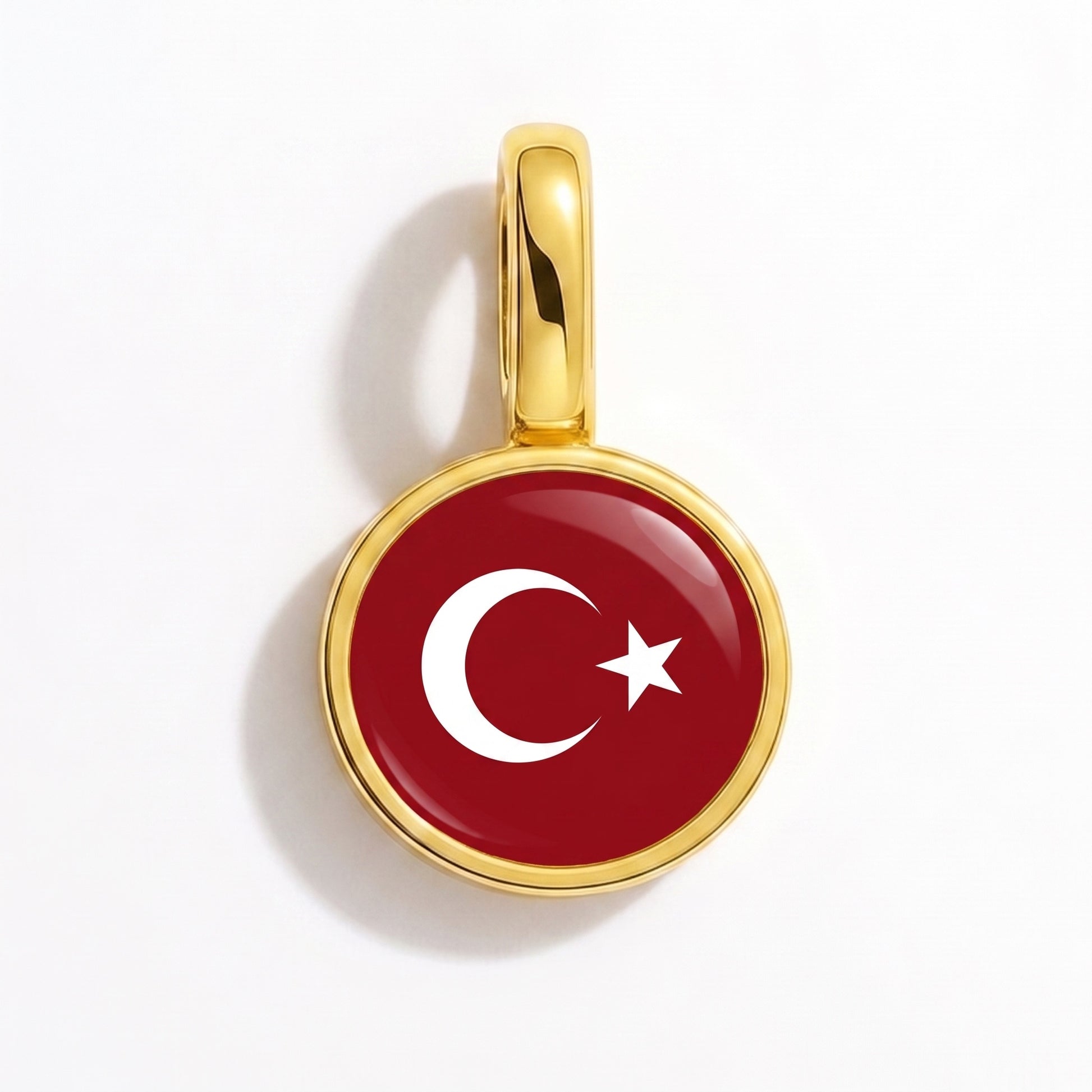 Flaggcharm Turkiet – rund guld