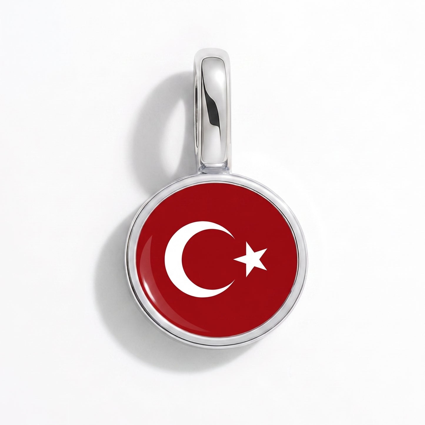 Flaggcharm Turkiet – rund silver