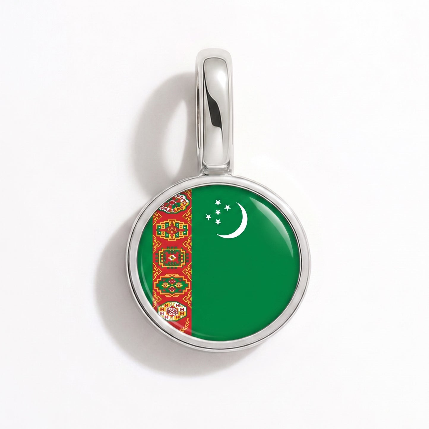 Flaggcharm Turkmenistan – rund silver