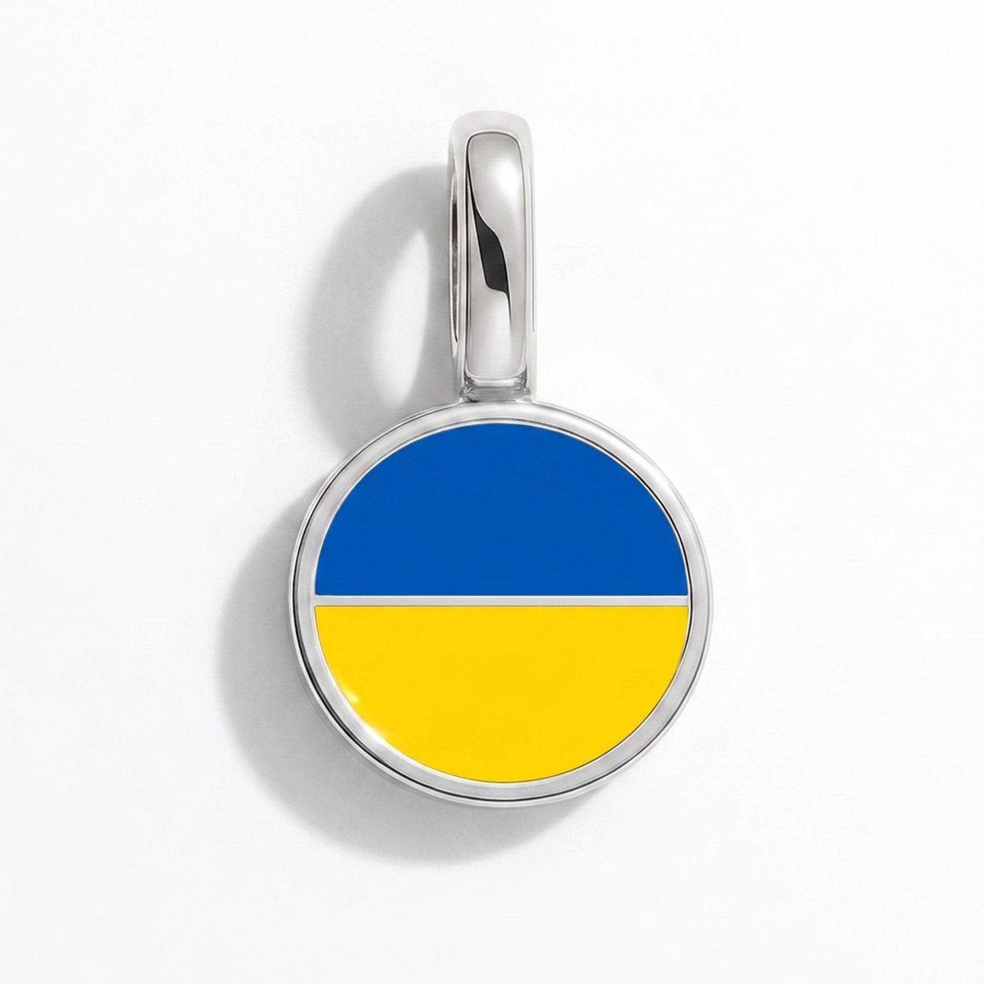 Flaggcharm Ukraina – rund silver