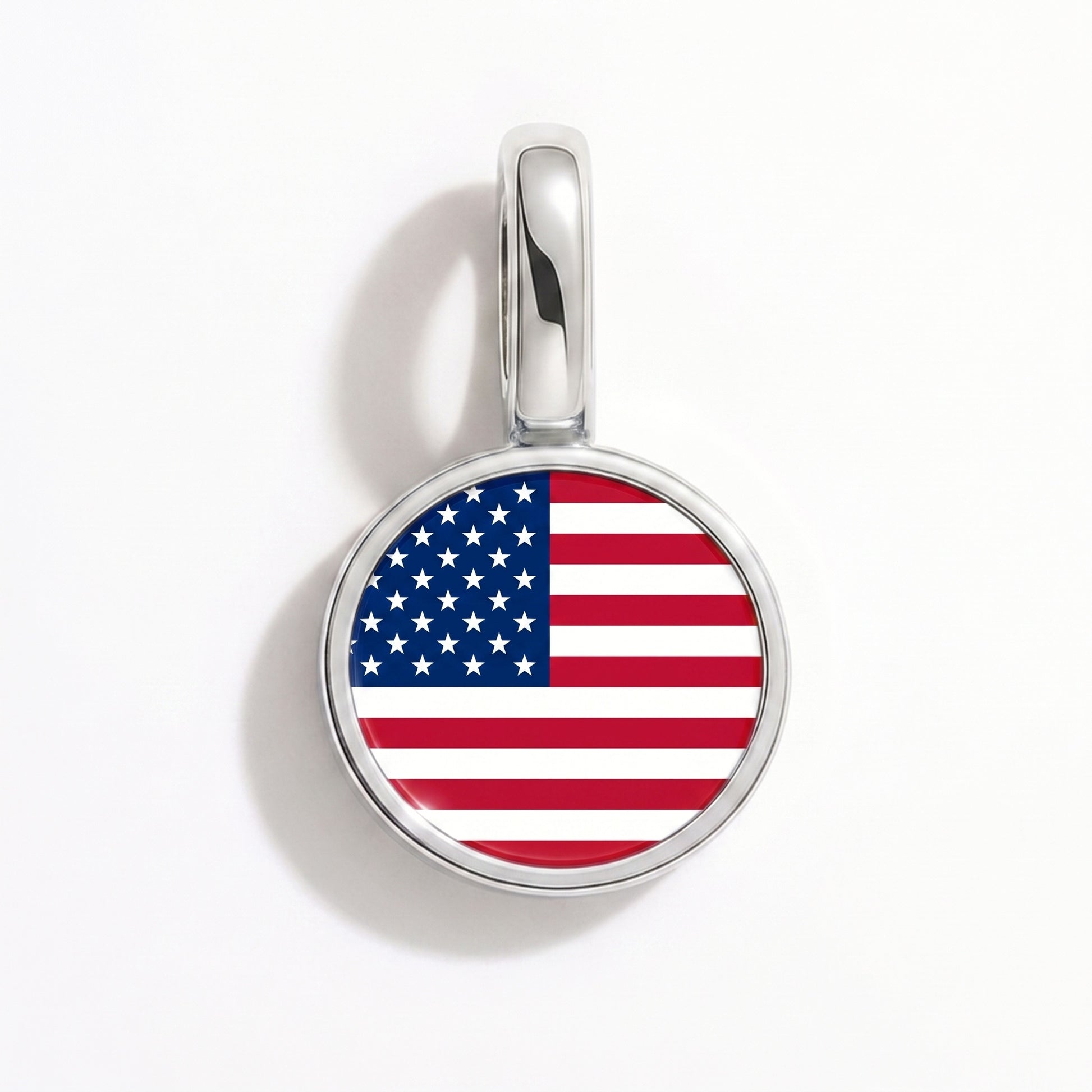Flaggcharm USA – rund silver