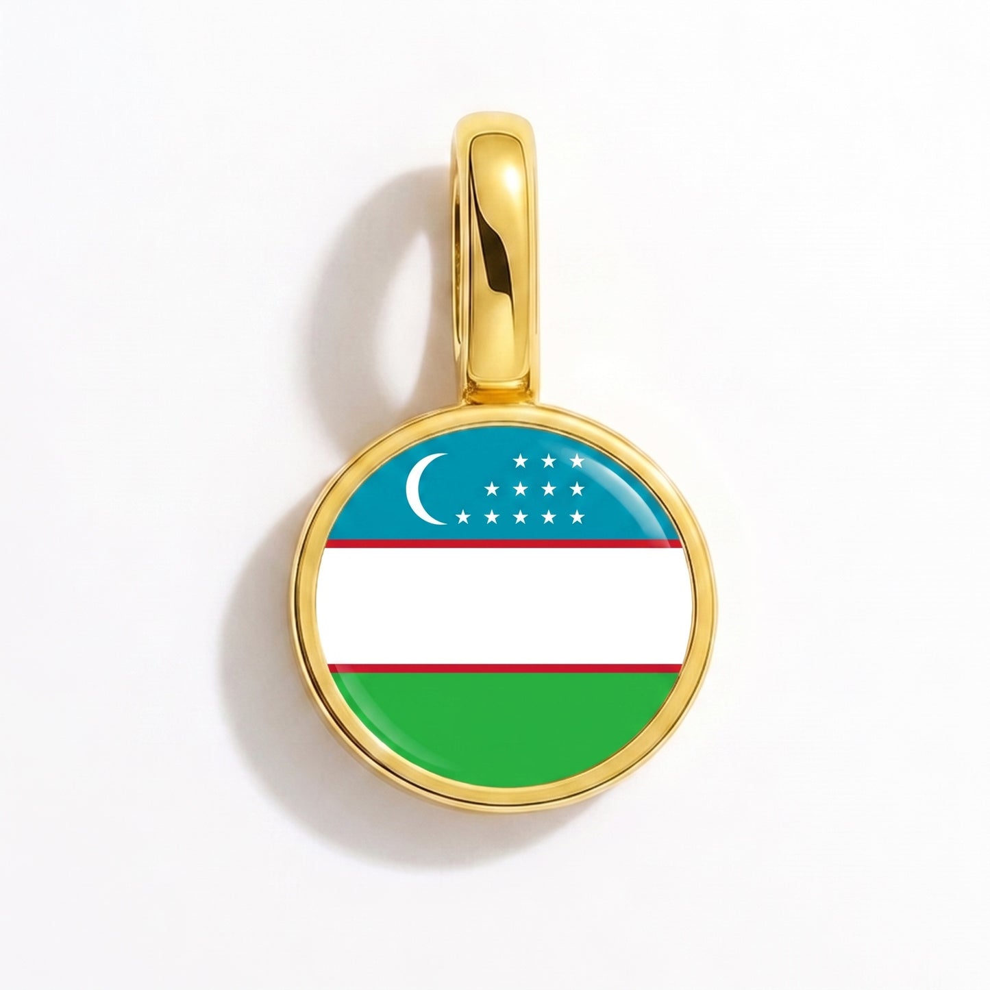 Flaggcharm Uzbekistan – rund guld