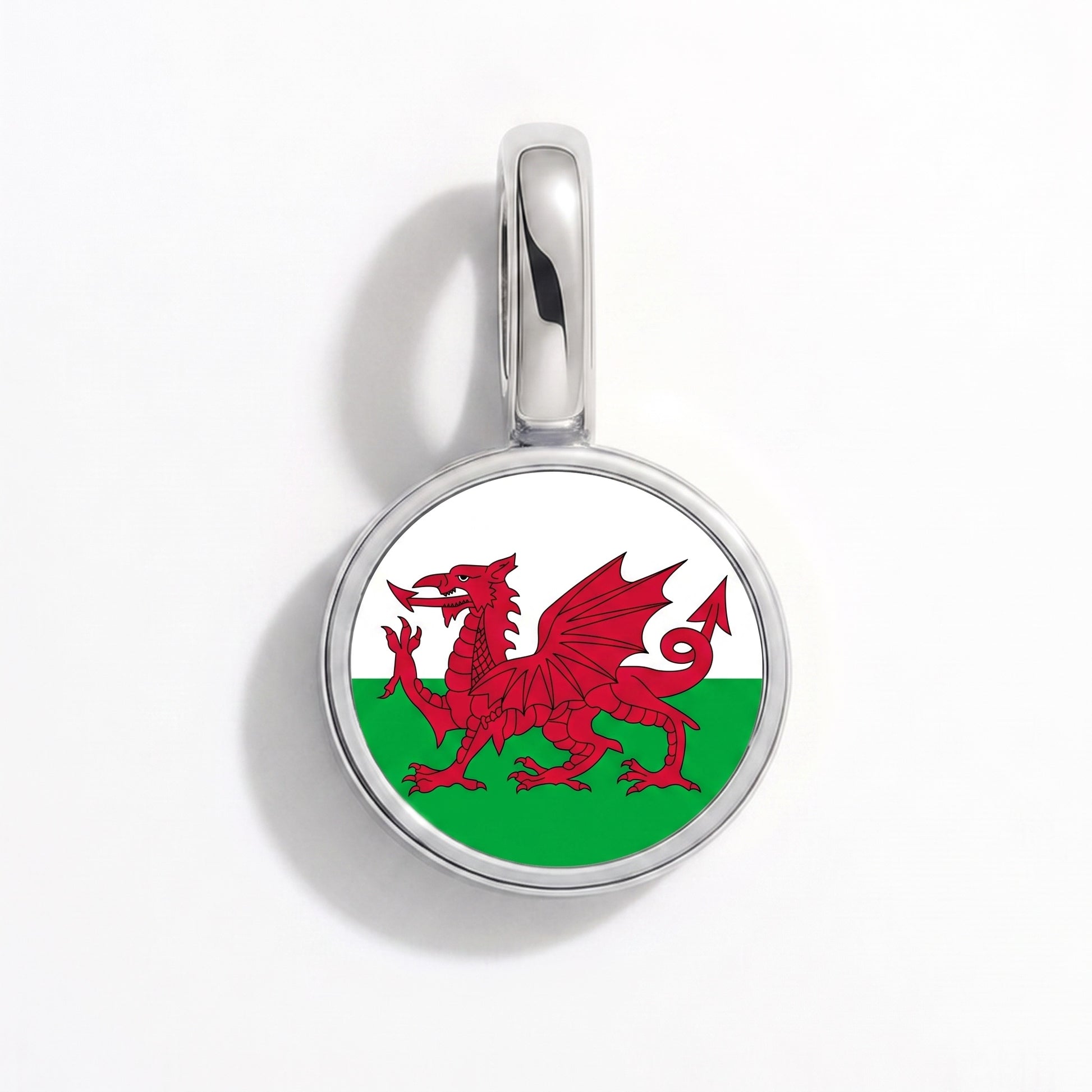Flaggcharm Wales – rund silver